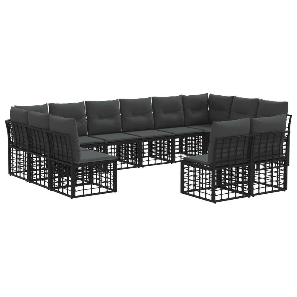 Ensemble de canapés d'extérieur noir et gris foncé polyester