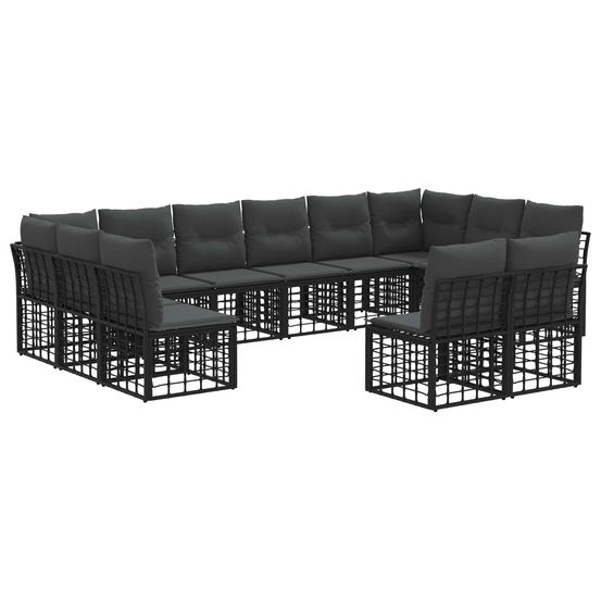 Ensemble de canapés d'extérieur noir et gris foncé polyester
