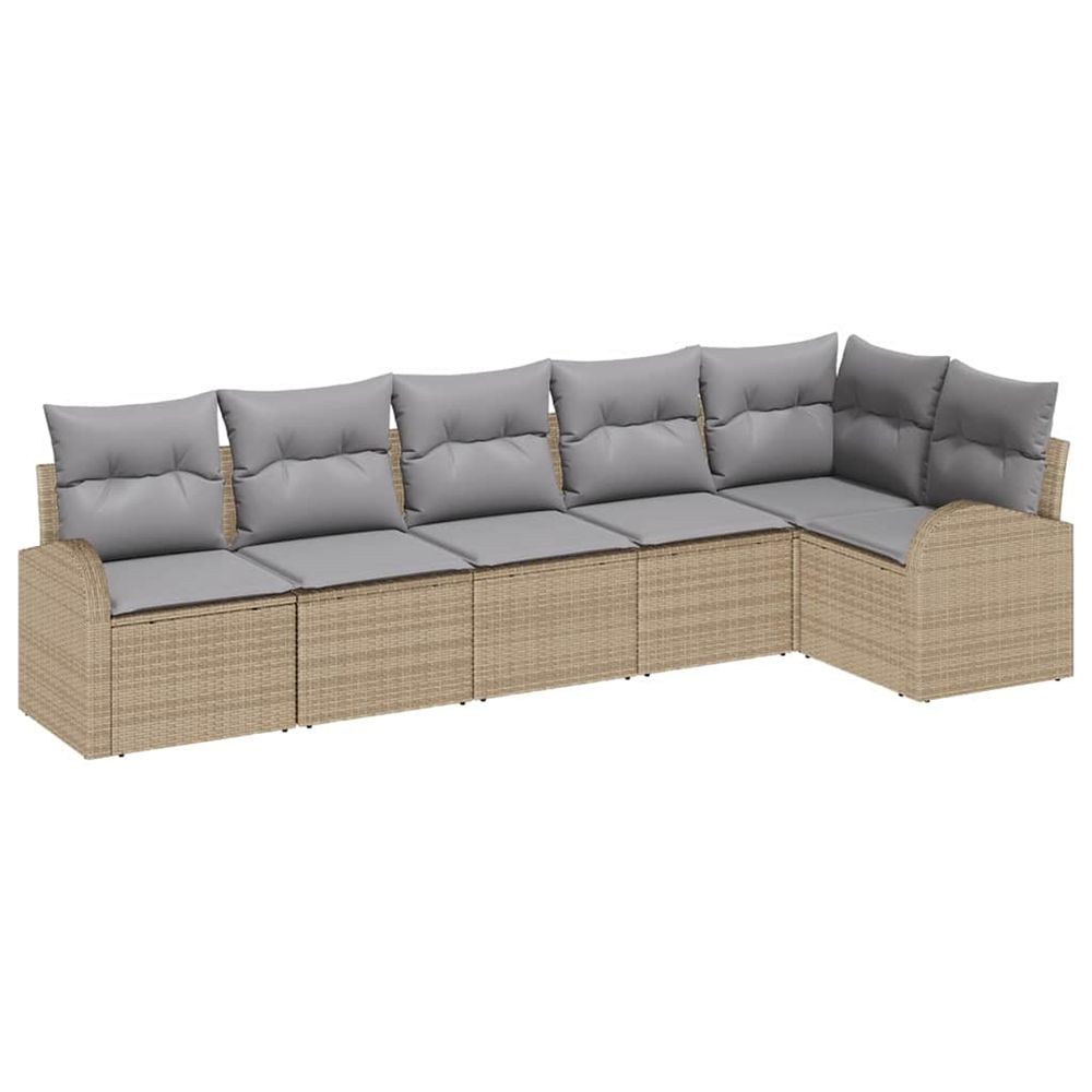 Ensemble de canapé de jardin 6 pc beige et gris clair polyrotin
