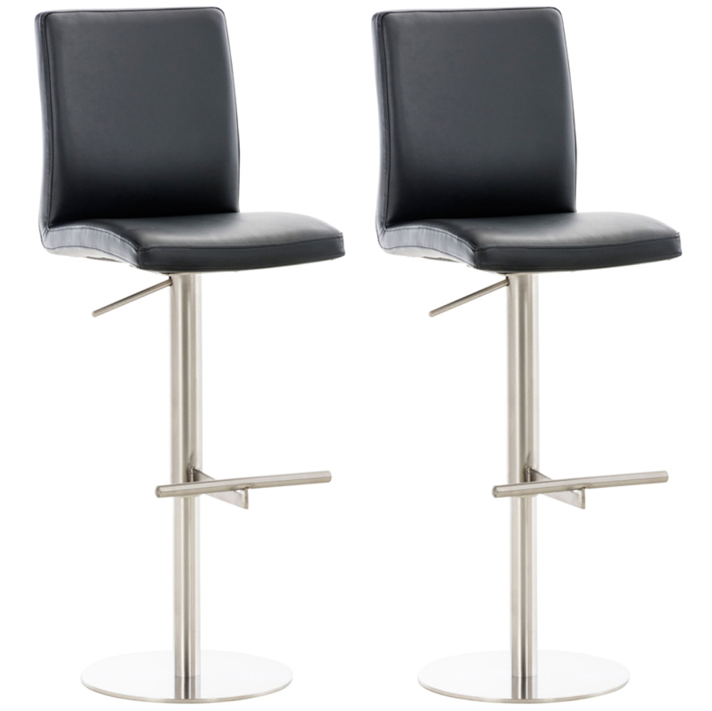 Lot de 2 tabourets de bar cadiz simili cuir inox