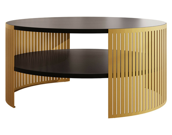 Cruz - table basse ronde - noir et doré - 1 niche - 75 cm