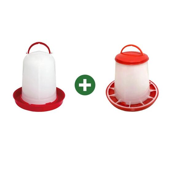 Abreuvoir 1,5l + mangeoire 1,5kg - avec poignée