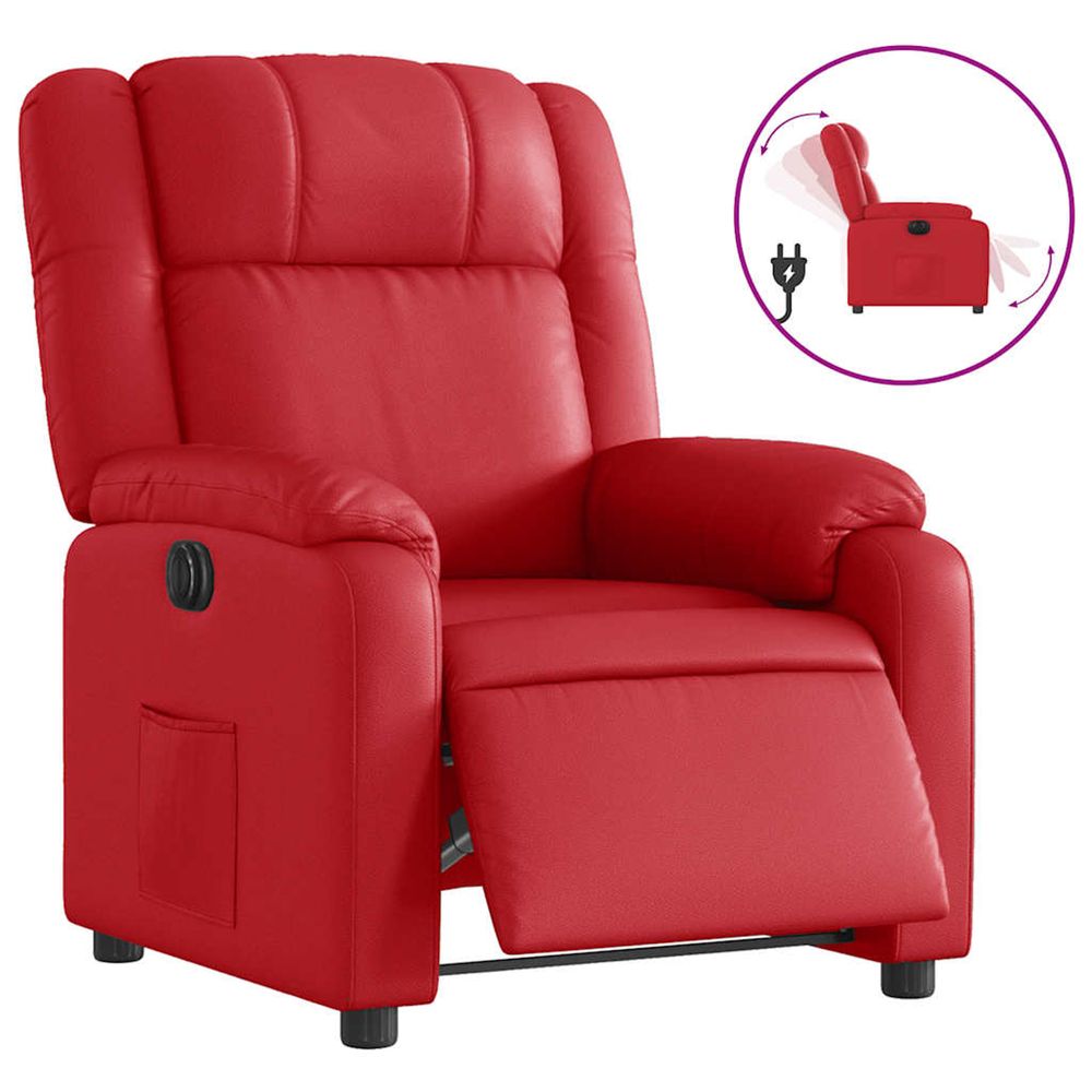 Fauteuil inclinable électrique rouge similicuir