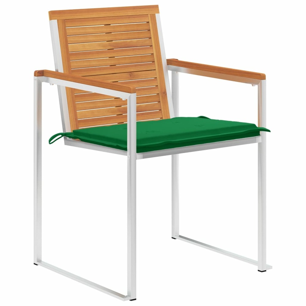 Chaises de jardin lot de 4 avec coussins bois d'acacia massif