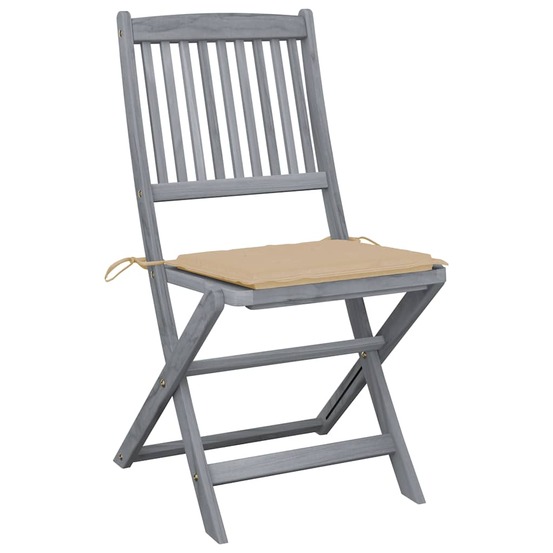 Chaises pliables d'extérieur lot de 4 et coussins bois d'acacia
