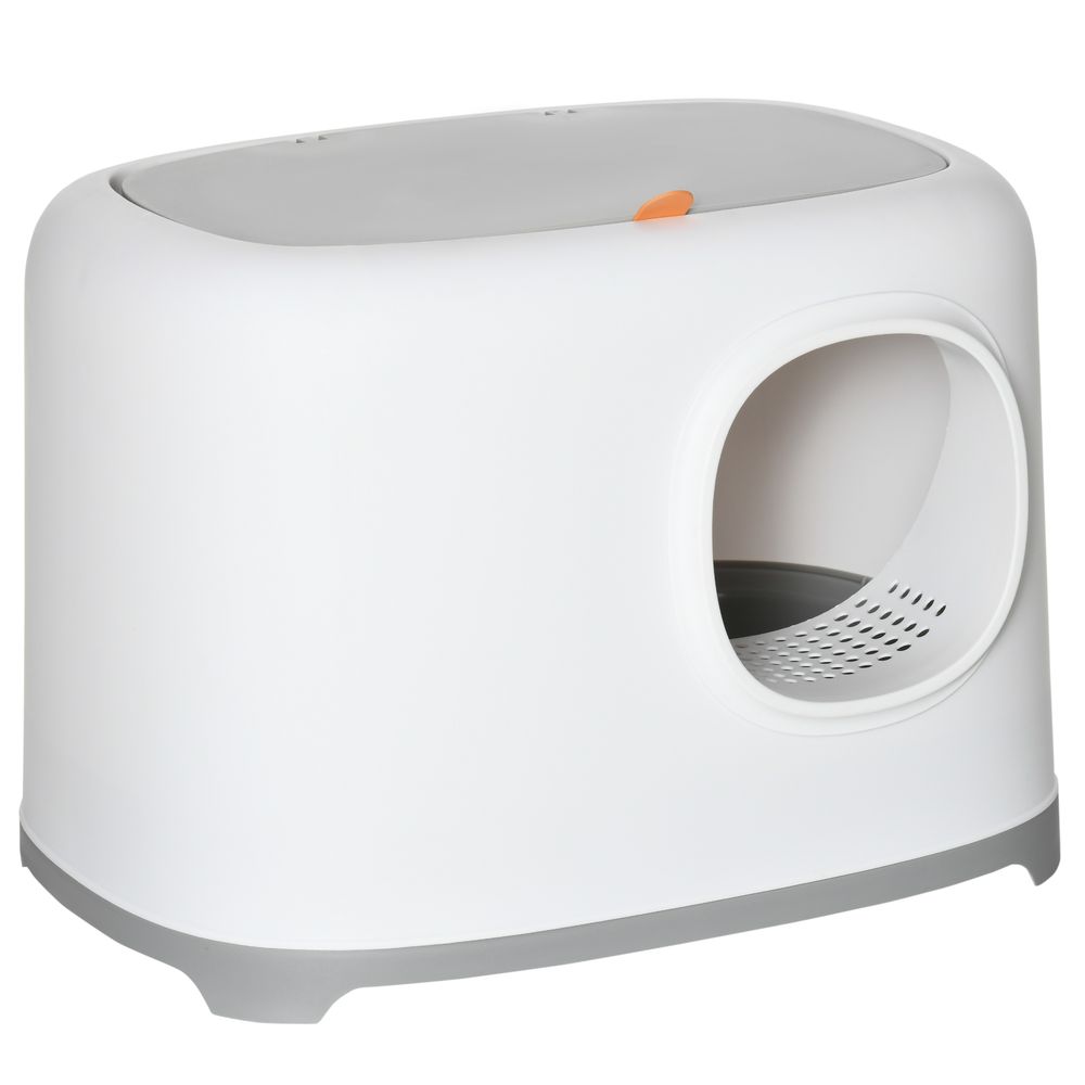 Maison de toilette plastique pp pour chat intimité et propreté 55x40x39cm blanc
