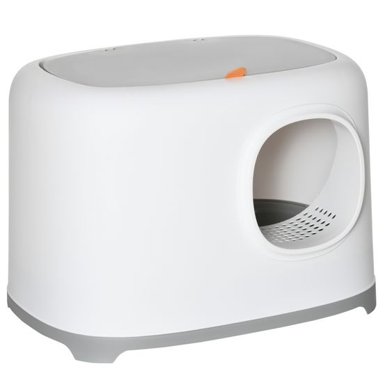 Maison de toilette plastique pp pour chat intimité et propreté 55x40x39cm blanc