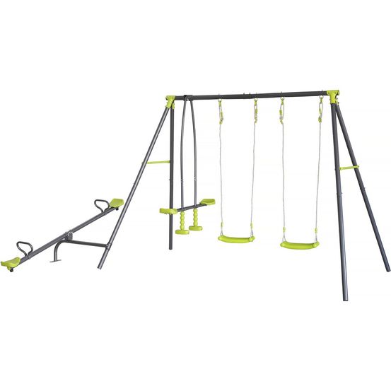 Portique de jeu en métal avec balançoire à bascule