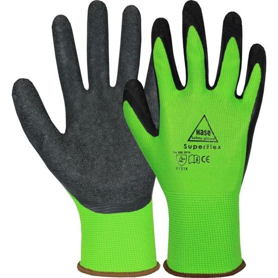 1 paar montagehandschuhe superflex green, gr. 6