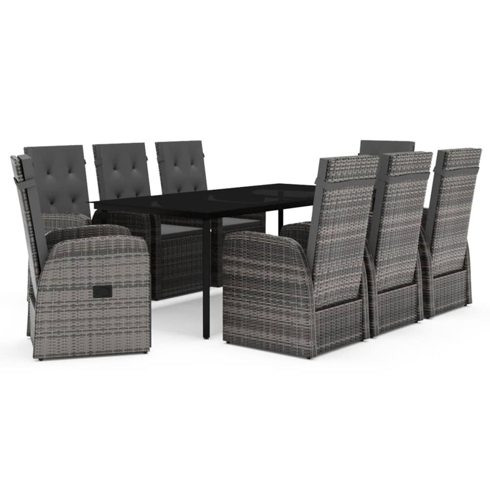 Ensemble à manger de jardin avec coussins 9 pcs gris
