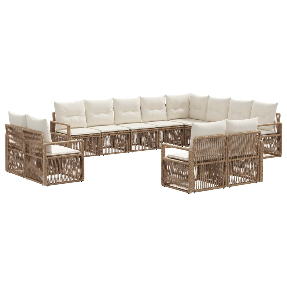 Ensemble de canapé de jardin 12 pcs beige polyrotin