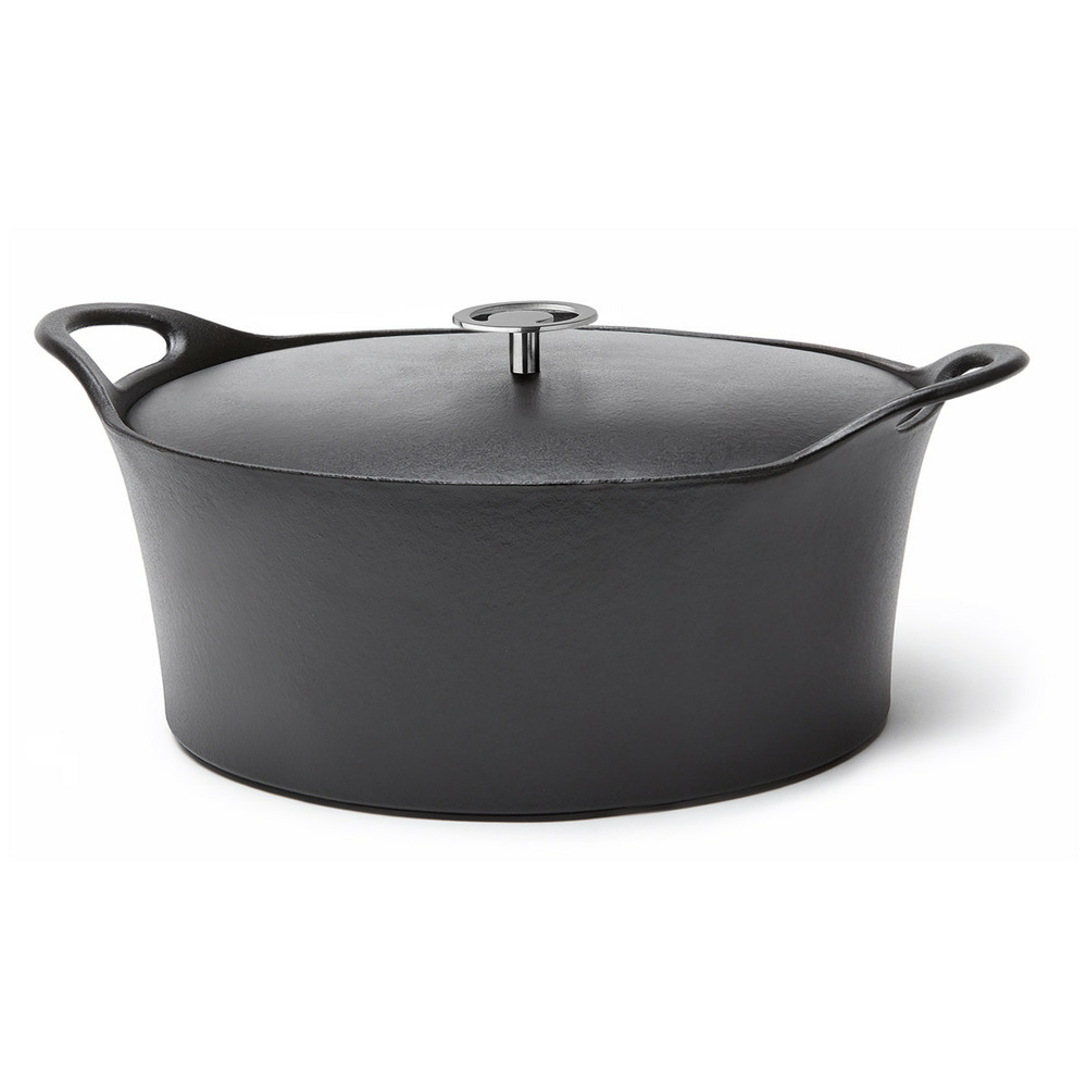 Volcan - cocotte ovale 35cm fonte de fer émaillée noire avec couvercle