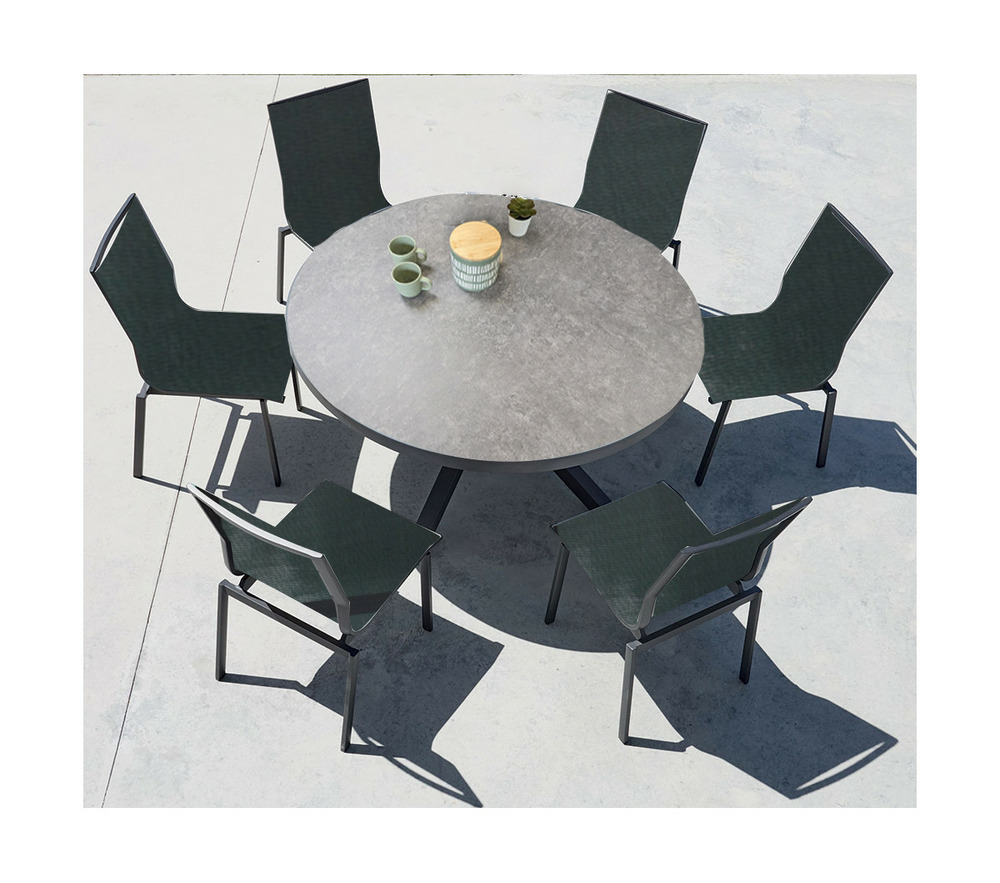 Ensemble table et chaises de jardin - 6 places - gris anthracite - provence
