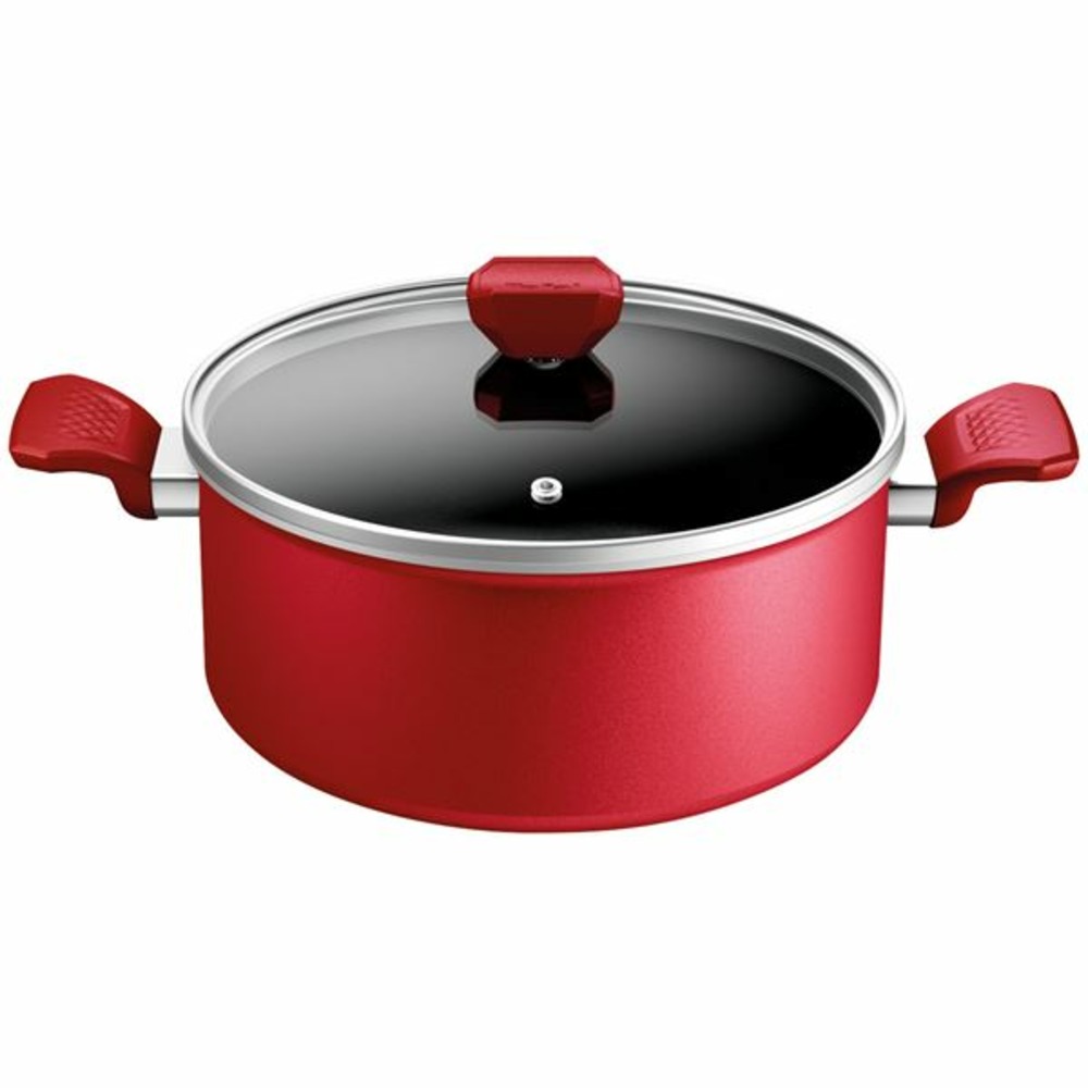 Faitout rouge aluminium 24cm avec couvercle - c2894602