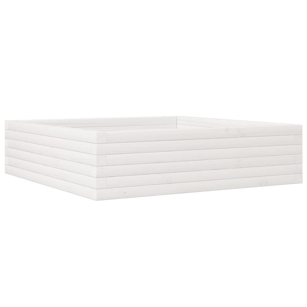 Jardinière blanc 90x90x23 cm bois de pin massif