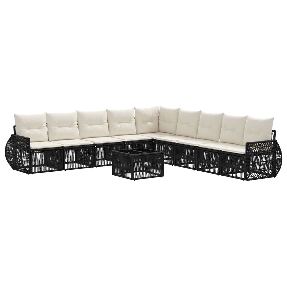 Ensemble de canapé de jardin 10 pc noir et blanc crème