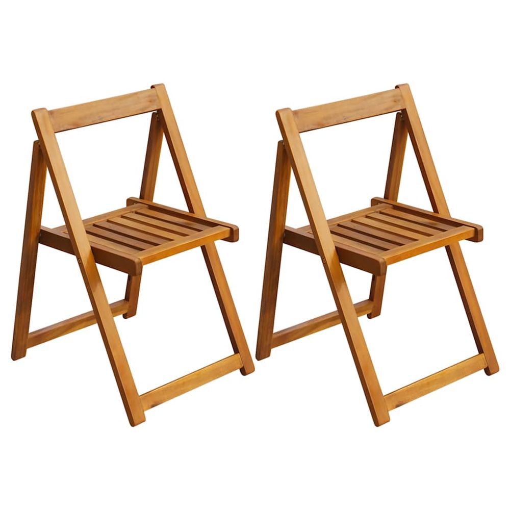 Chaises pliantes 2 pièces en bois d'acacia massif