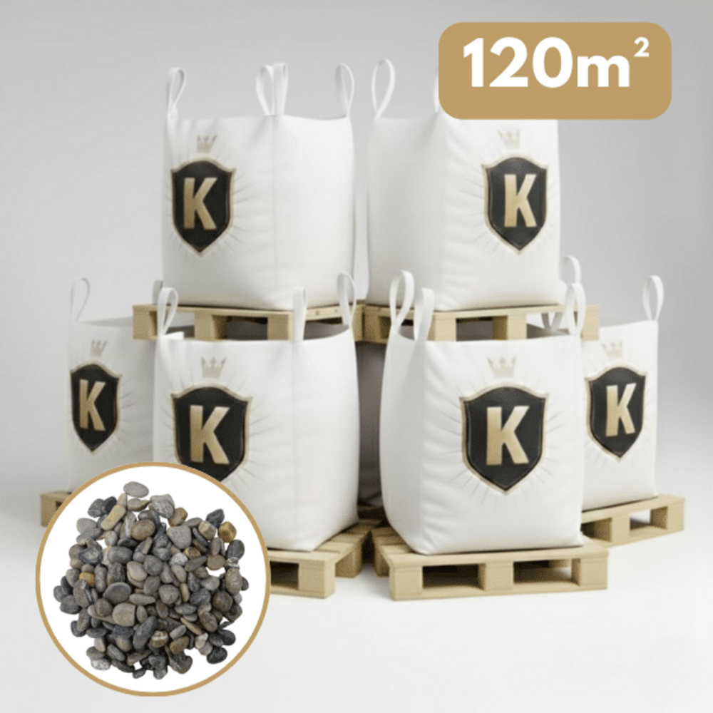 Gravier rivière gris 16/22,4 mm – pack 6 big bag +/- 1,5t – 120 m²