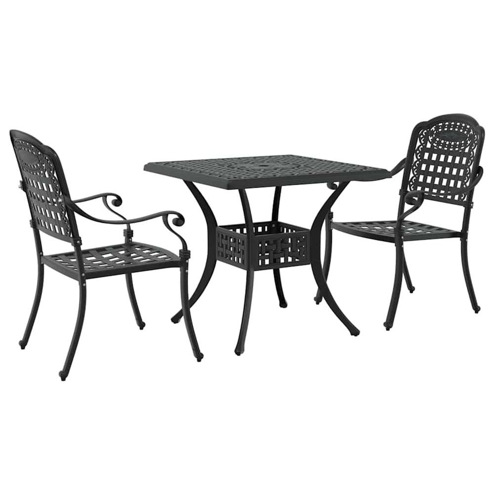 Ensemble de tables de jardin 3 pcs noir aluminium coulé
