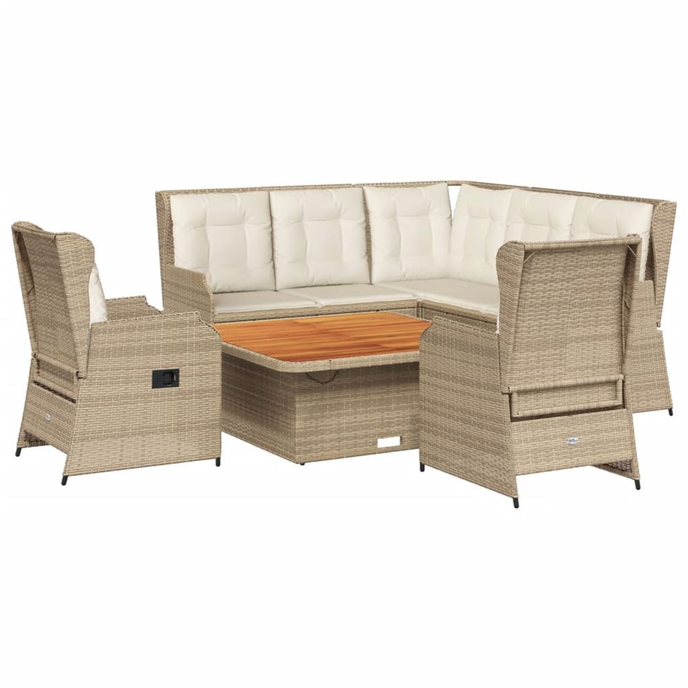 Salon de jardin avec coussins 6 pcs beige résine tressée