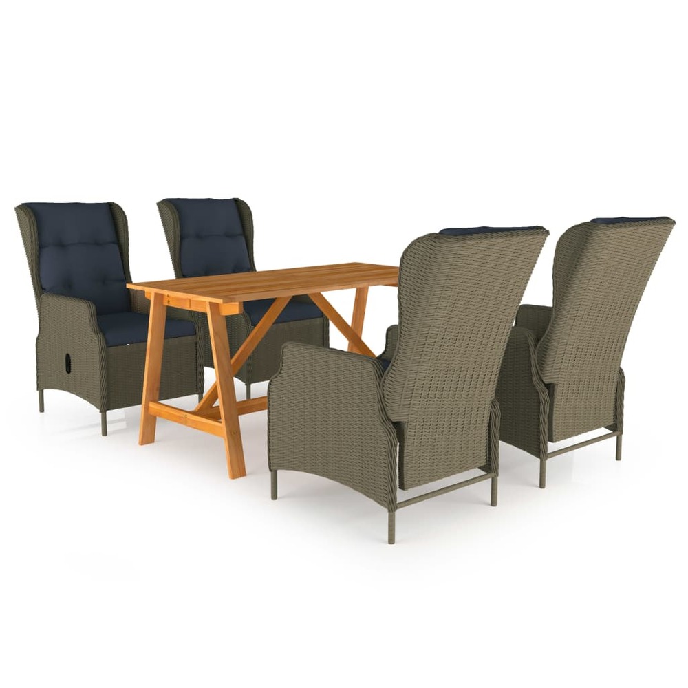 Ensemble de salle à manger de jardin meuble extérieur 5 pièces marron