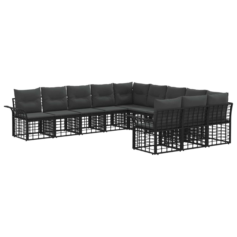 Ensemble de canapés d'extérieur 11 pc noir et gris foncé