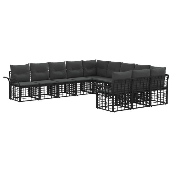 Ensemble de canapés d'extérieur 11 pc noir et gris foncé