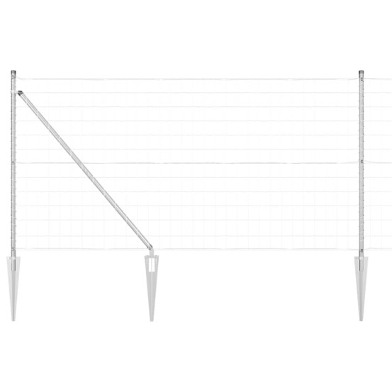 Clôture avec poteaux argent 1 x 25 m acier