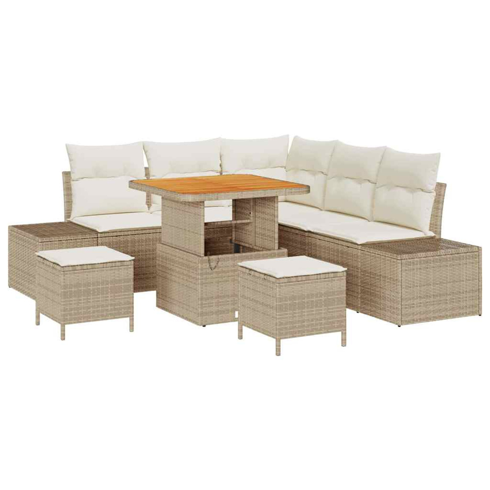Ensemble de canapé de jardin 8 pcs beige poly rotin