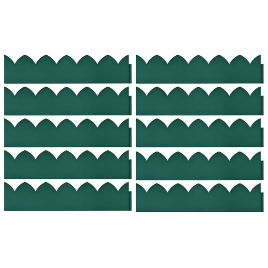 Bordures de jardin 10 pcs vert 65x15 cm pp