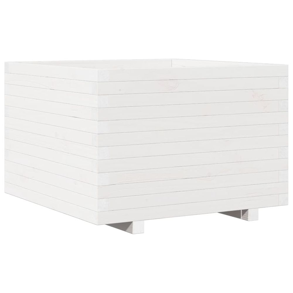 Jardinière blanc 70x70x49,5 cm bois de pin massif