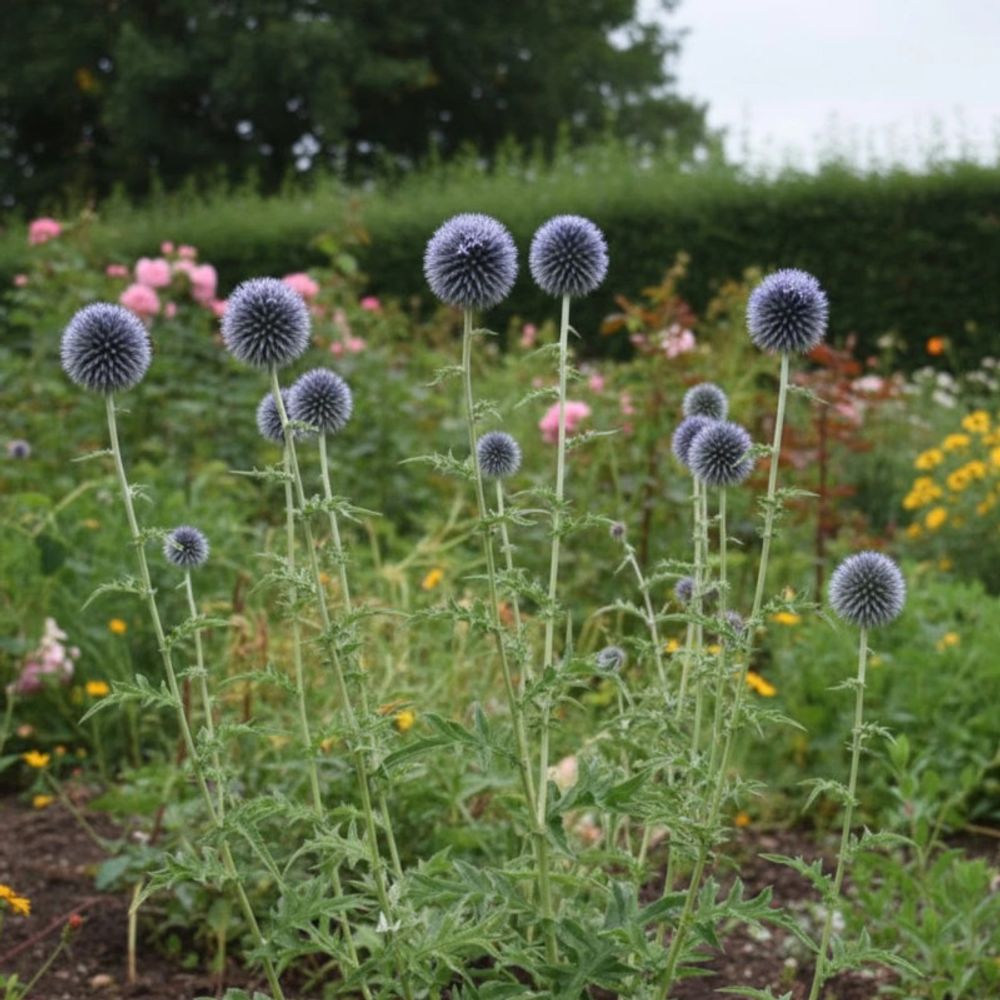 Boule azurée taplow blue, echinops lot de 9 godets