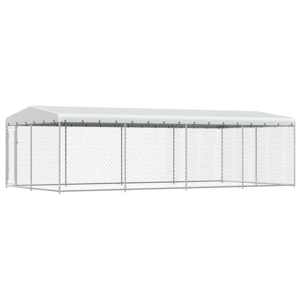 Chenil xxl avec toit pour chien en acier galvanisé 7,6x3,8x2,3 m
