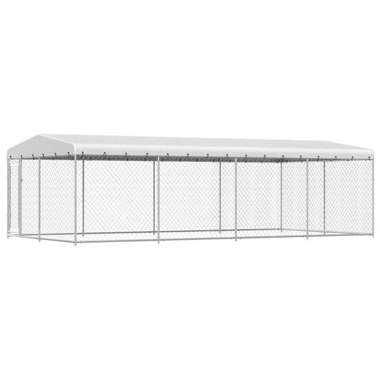 Chenil xxl avec toit pour chien en acier galvanisé 7,6x3,8x2,3 m