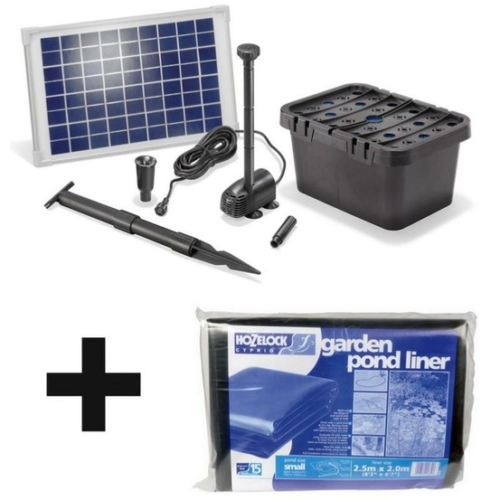 Kit bassin complet 750l max, avec liner et pompe solaire 600l-10w filtre immergé