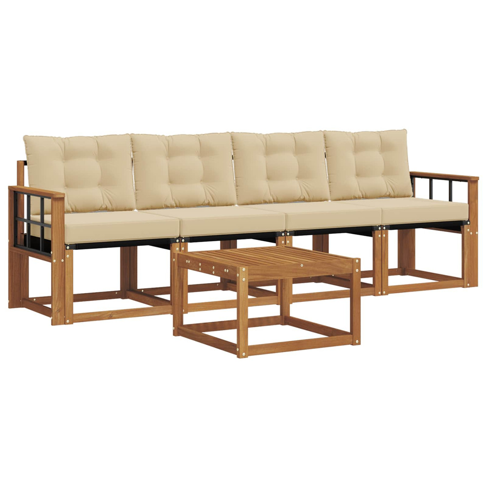 Ensemble de canapés d'extérieur 5 pcs naturel et beige