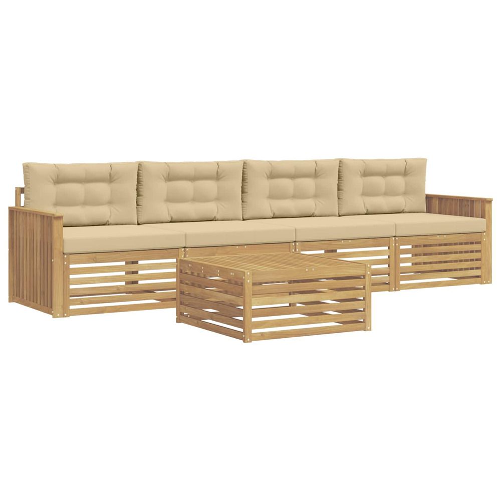 Ensemble de canapés d'extérieur 5 pc blanc et beige