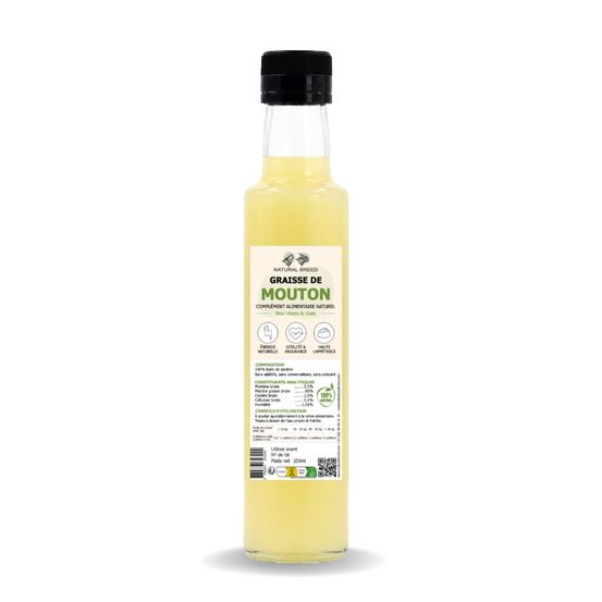 Graisse de mouton liquide pour chien et chat – complément alimentaire naturel – topper appétence et énergie – 1 L