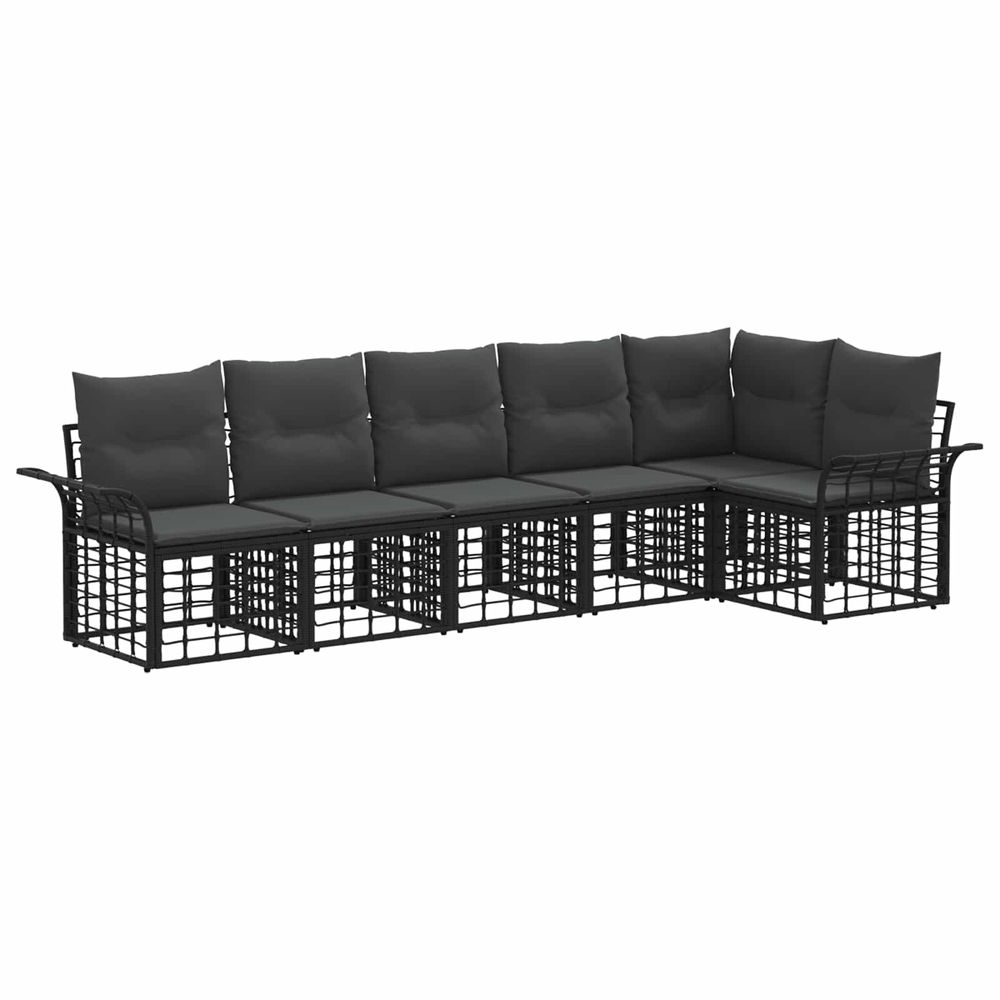 Ensemble de canapés d'extérieur 6 pc noir et gris foncé