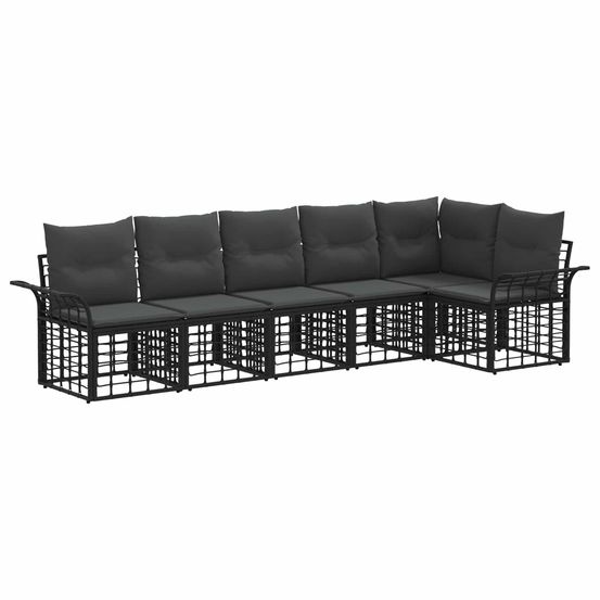 Ensemble de canapés d'extérieur 6 pc noir et gris foncé