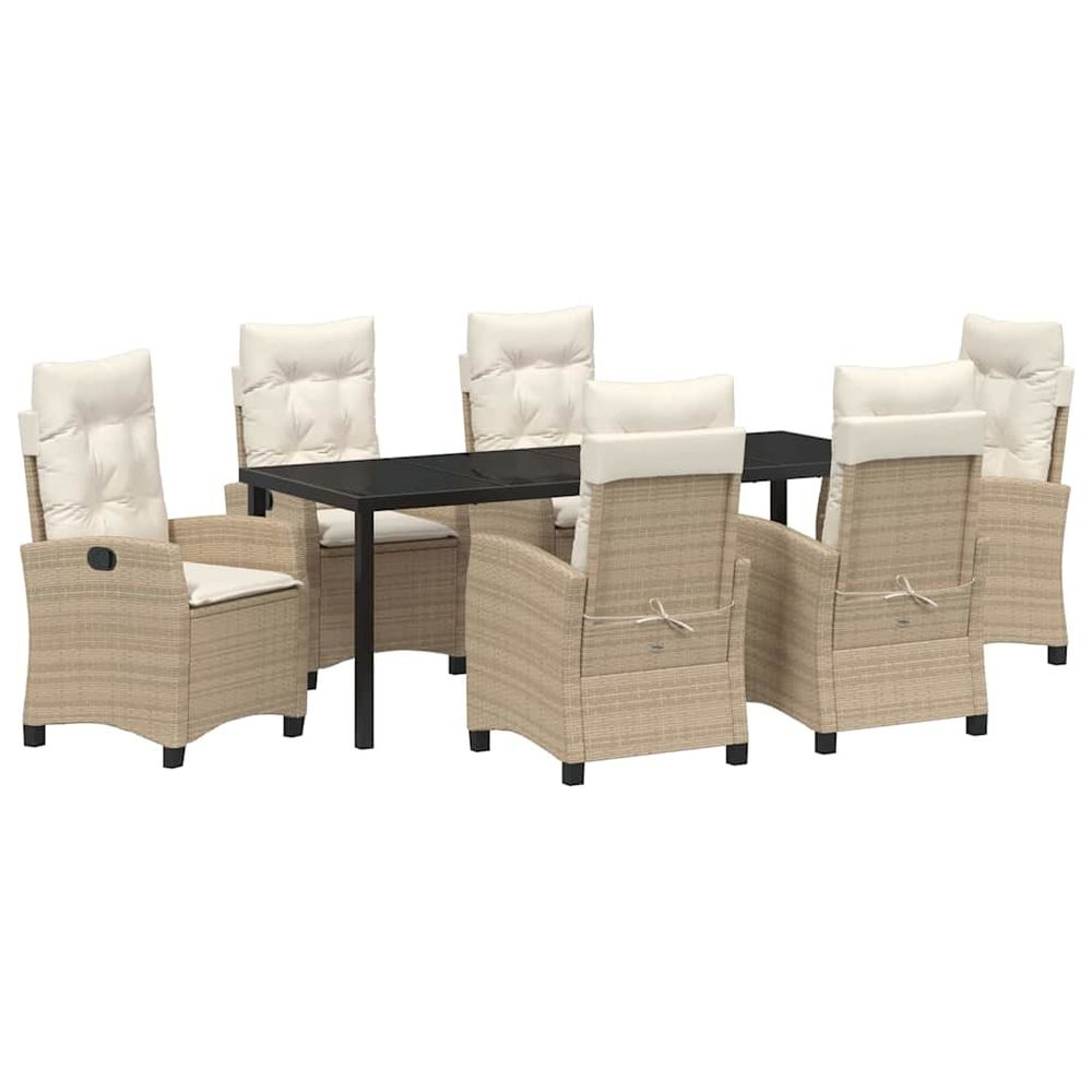 Ensemble de salle à manger pour jardin 7 pc beige polyrotin