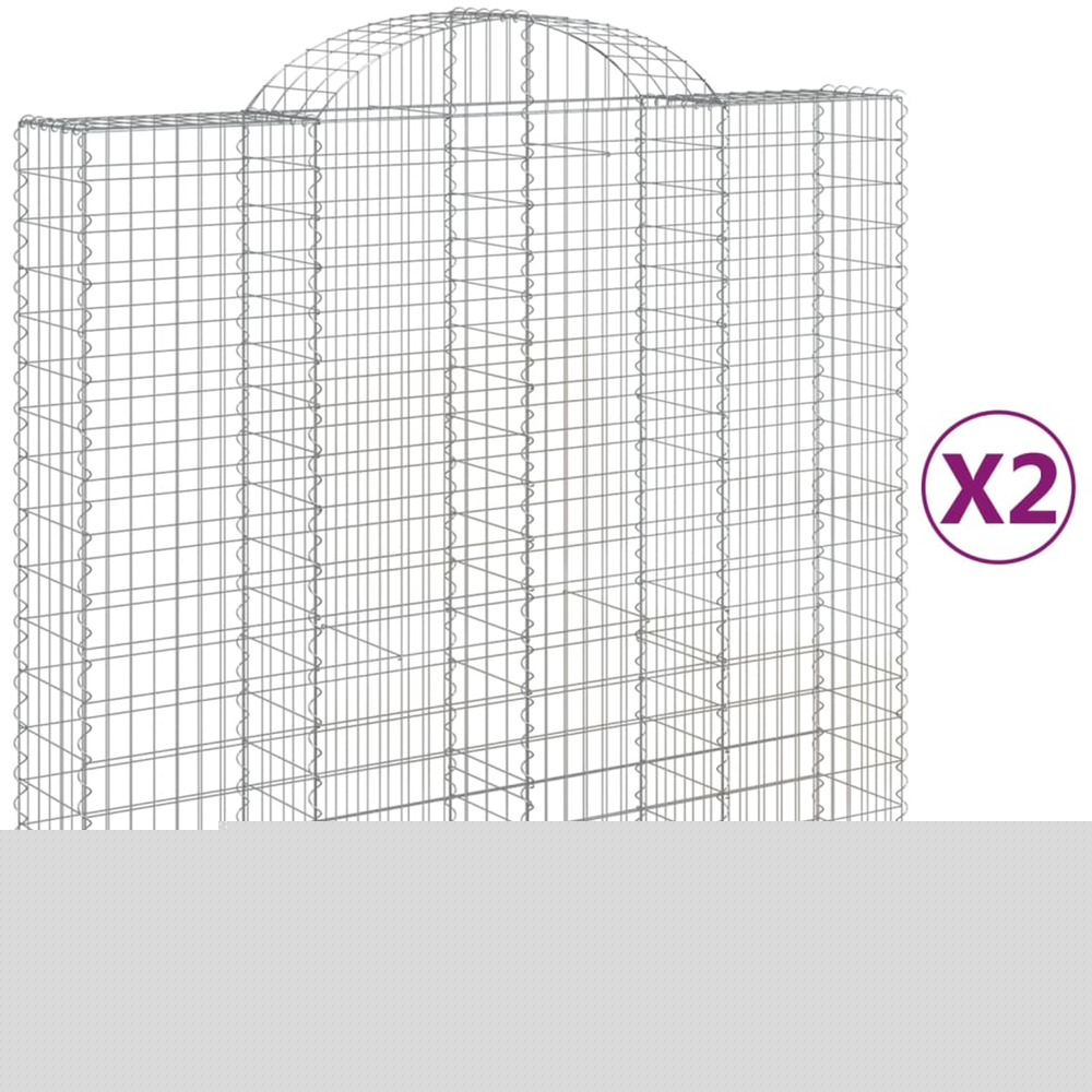 Paniers à gabions arqués 2 pcs 200x50x180/200 cm fer galvanisé
