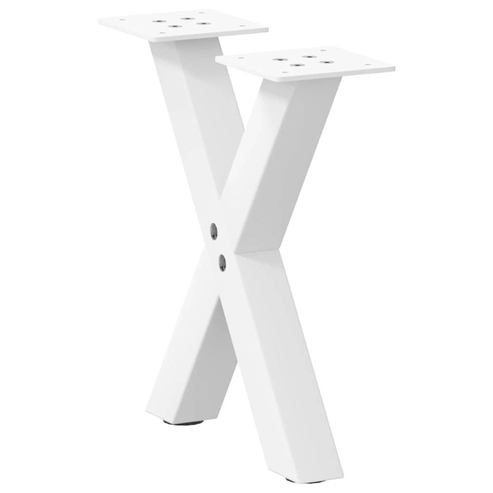 Pieds de table basse en forme de x, 2 pièces, blanc, 30 x (30-31) cm, acier