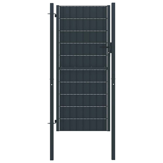 Portail de clôture en pvc et acier 100 x 204 cm anthracite