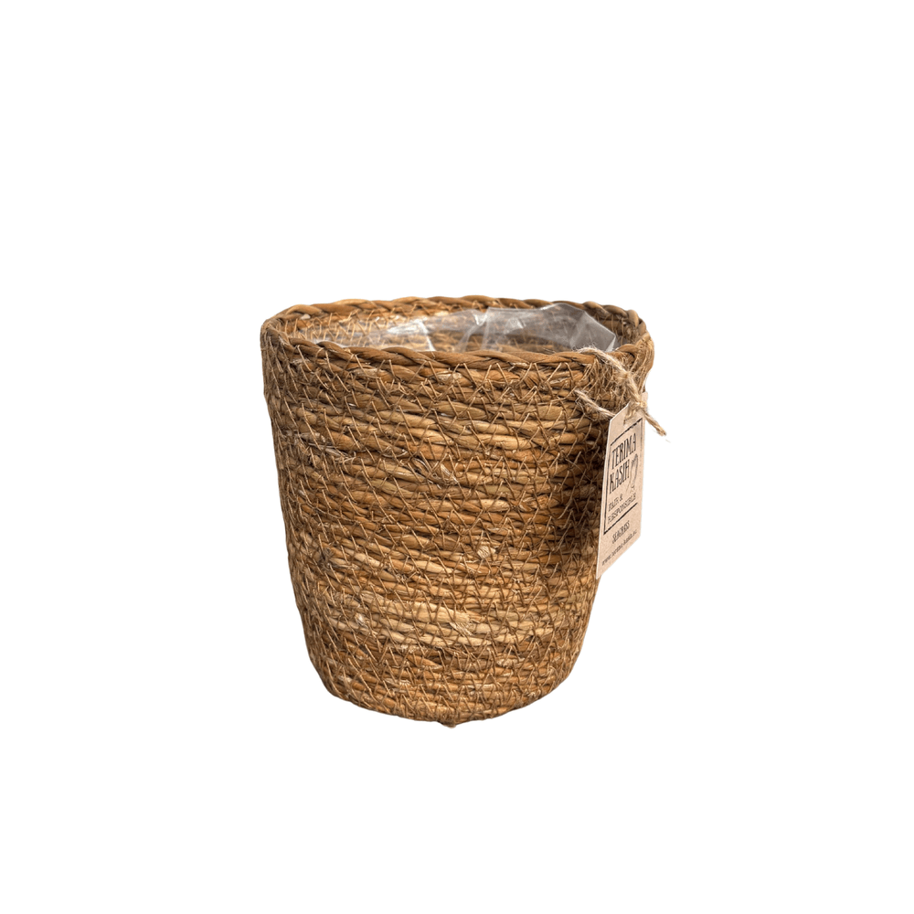 Cache-pot panier en jonc de mer naturel - ø12 cm x h15 cm