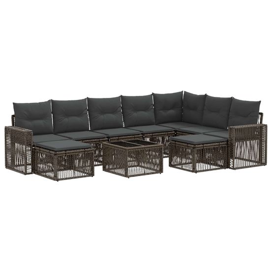 Ensemble de canapé de jardin 10 pc gris et gris foncé polyrotin