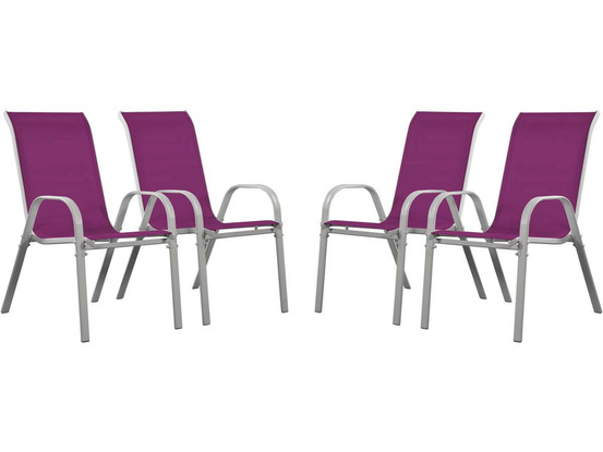 Fauteuil jardin Textilène Cordoba - Phoenix - Rose - Lot de 4