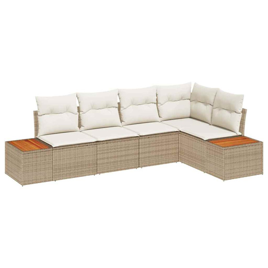 Ensemble de canapé de jardin 5 pcs beige et crème poly rotin