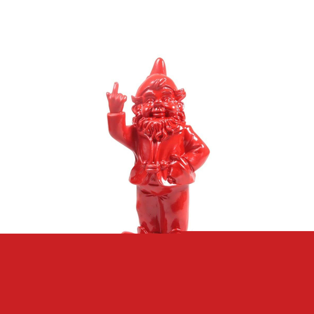 Nain de jardin en résine doigt d'honneur 7 x 8 x 20 cm rouge