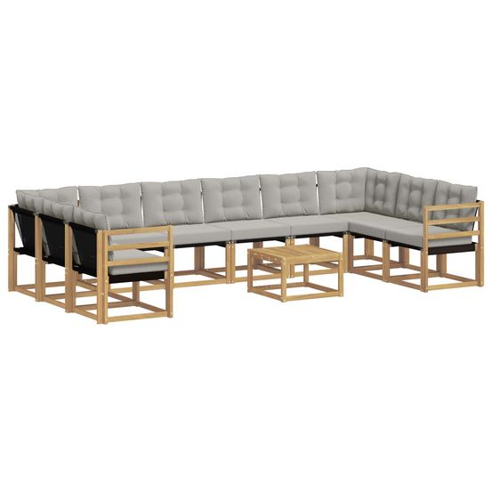 Ensemble de canapés d'extérieur 11 pc blanc et gris clair
